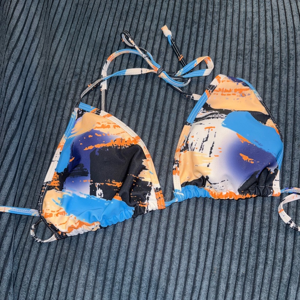 Abstract Print Bikini Top